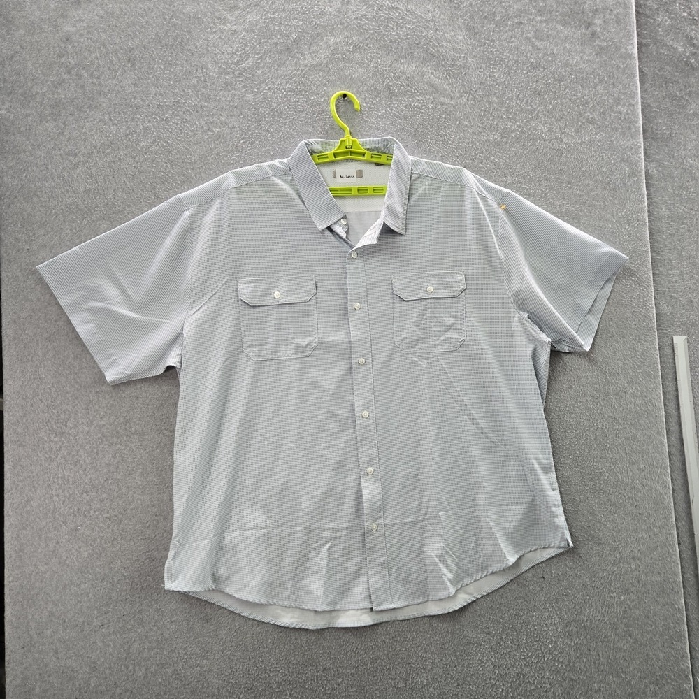 Kenneth Cole Reaction Men Button Up Shirt 4X Light Blue Check Casual Mesh NWT